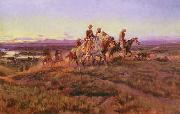 Charles M Russell Men of the Open Range oil painting artist
